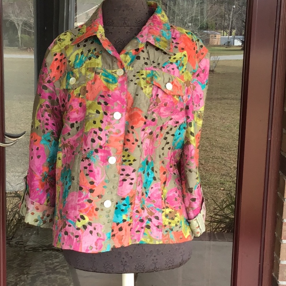 Ruby Rd. Multicolor 3/4 Sleeve Jacket, Size 18 - image 1